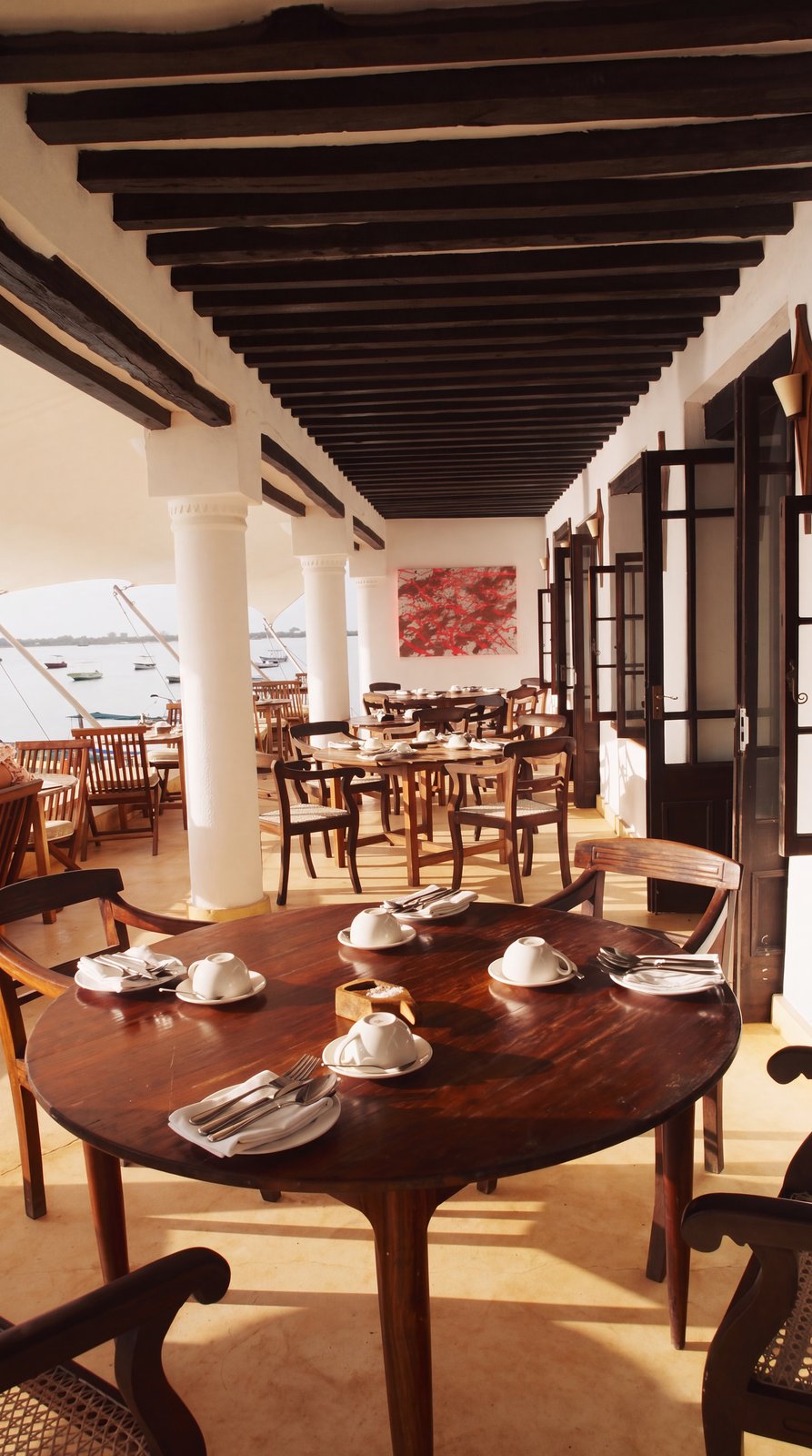 Tables along the veranda