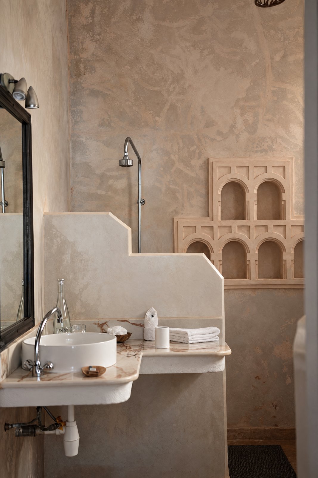 House bathroom and carved niches