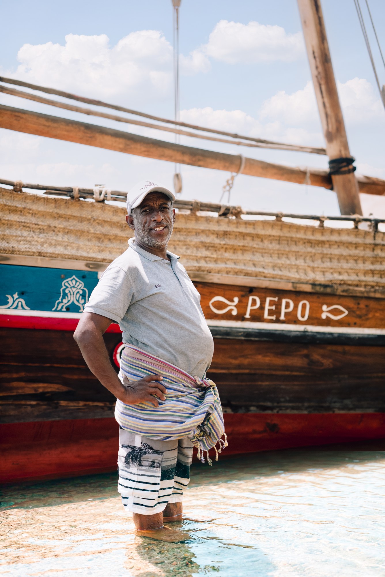 Portrait beside the Peponi dhow