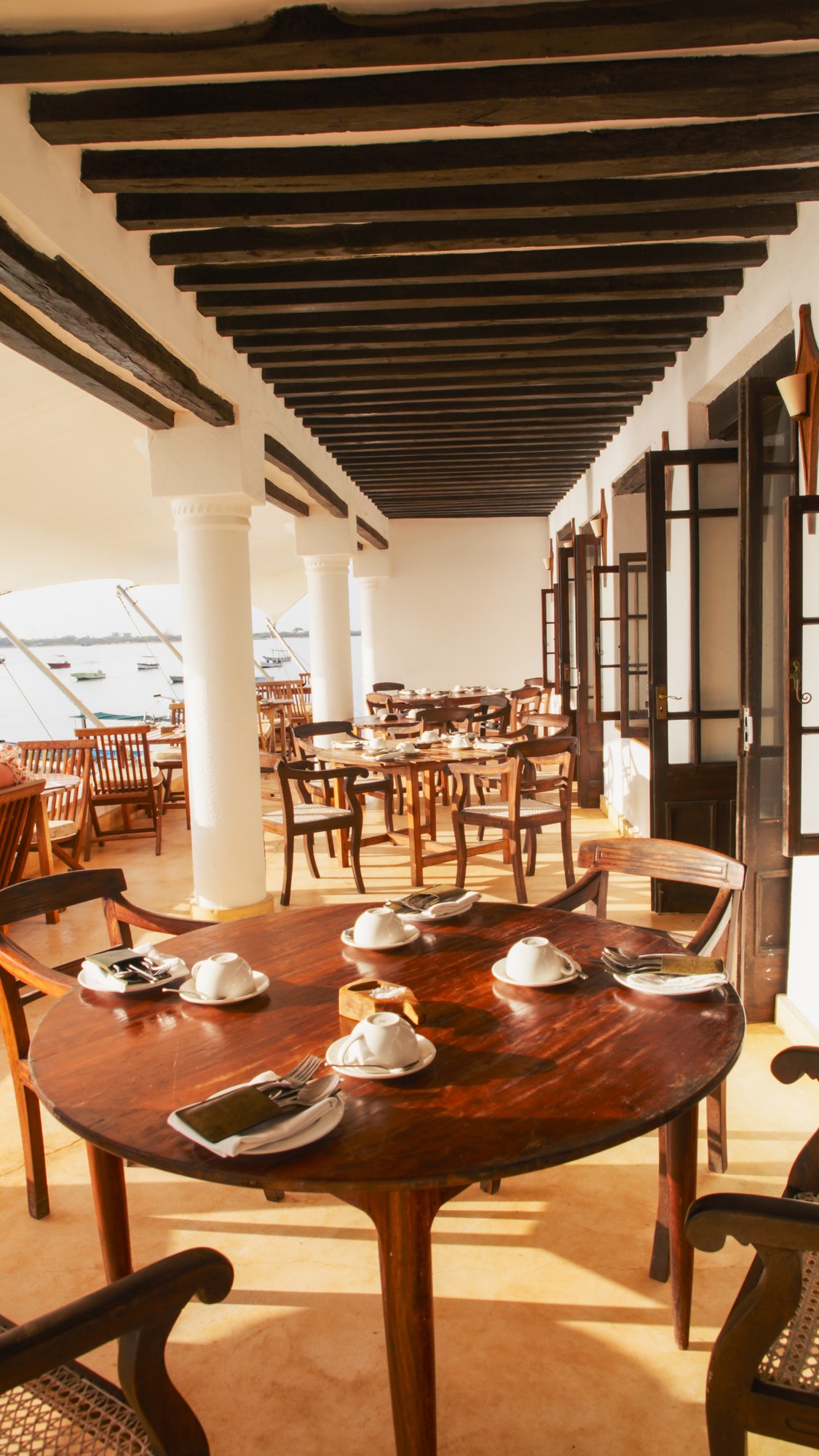The seafront dining veranda