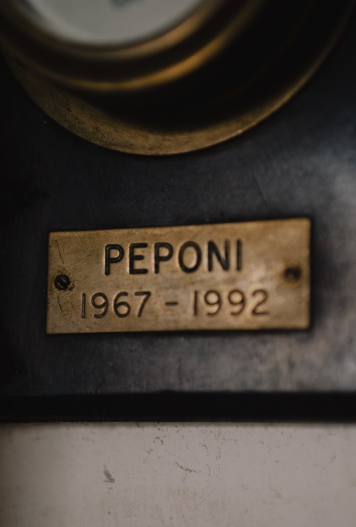 The Peponi brass plaque