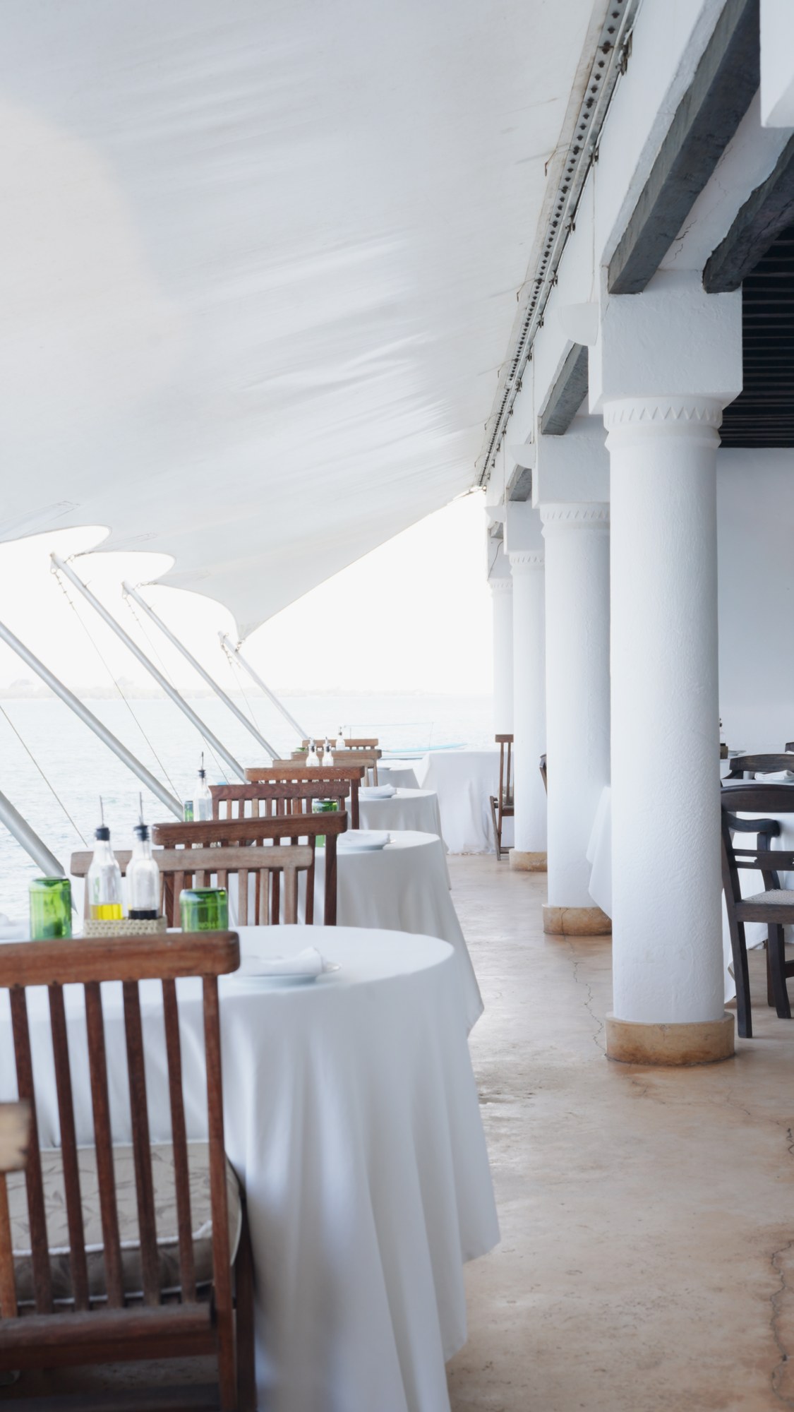 White columns and coastal light