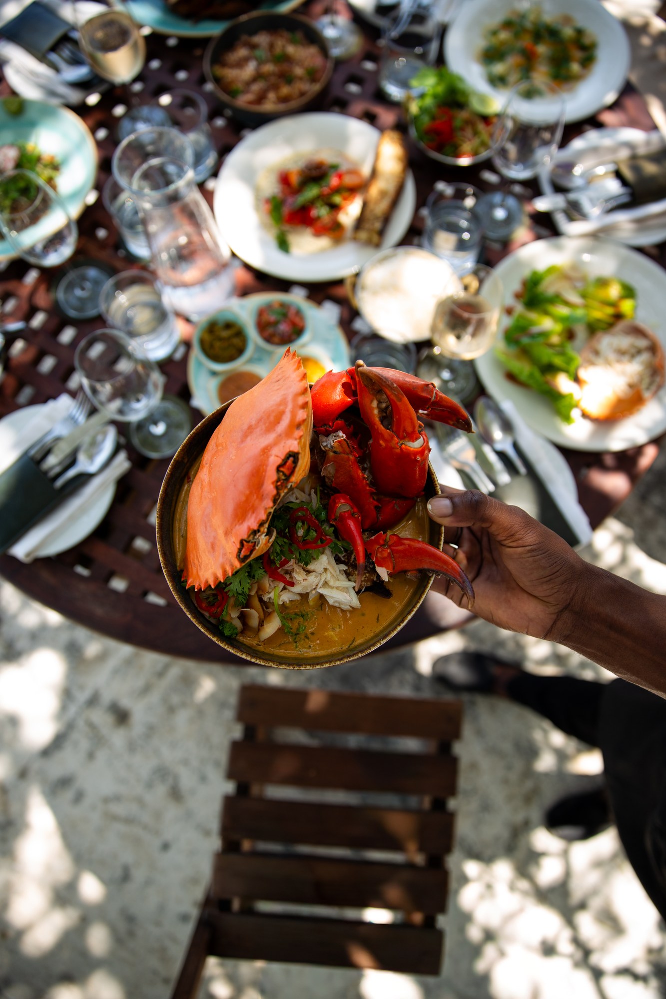 Seafood lunch at the table
