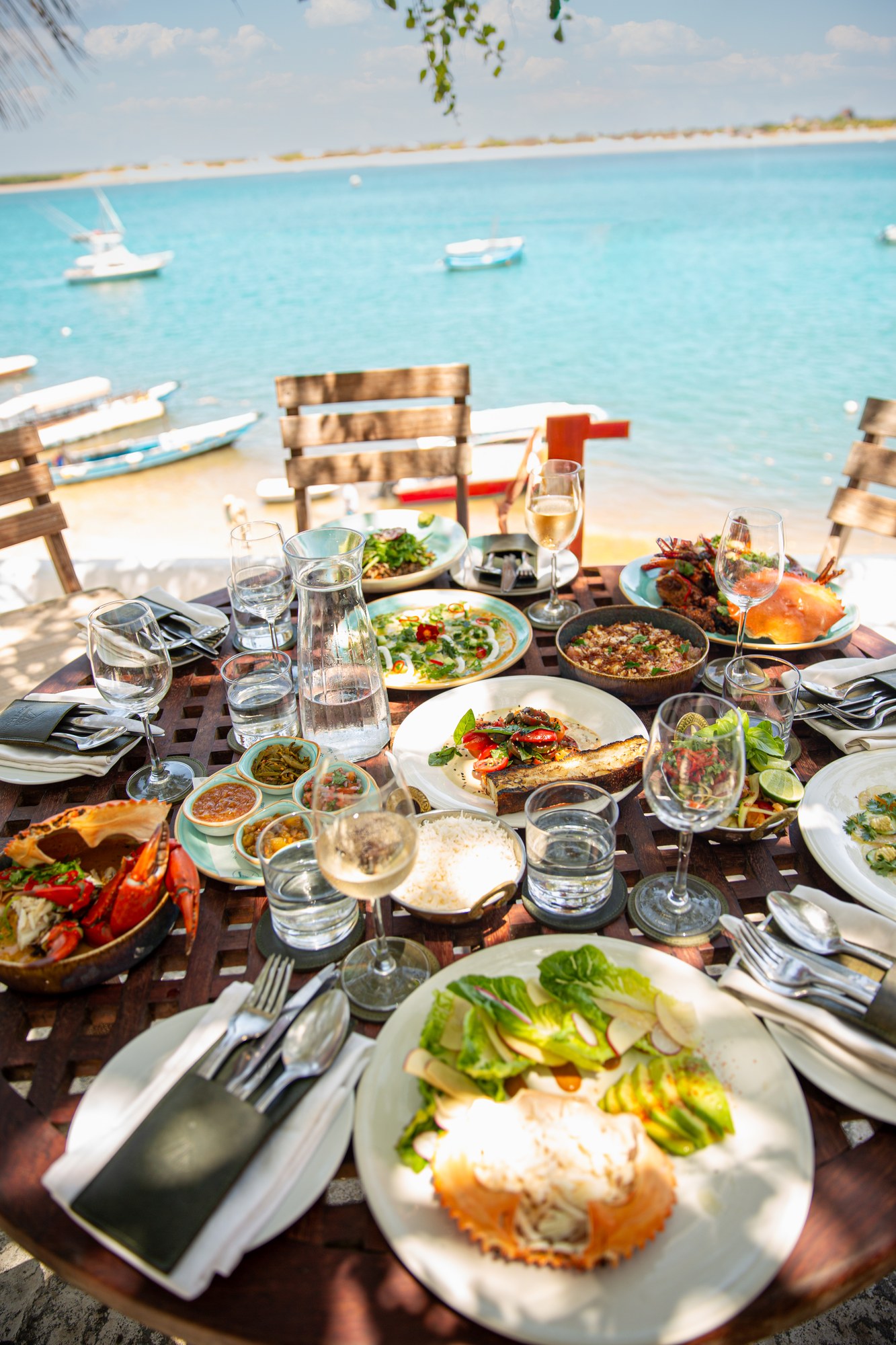 Lunch overlooking the turquoise channel